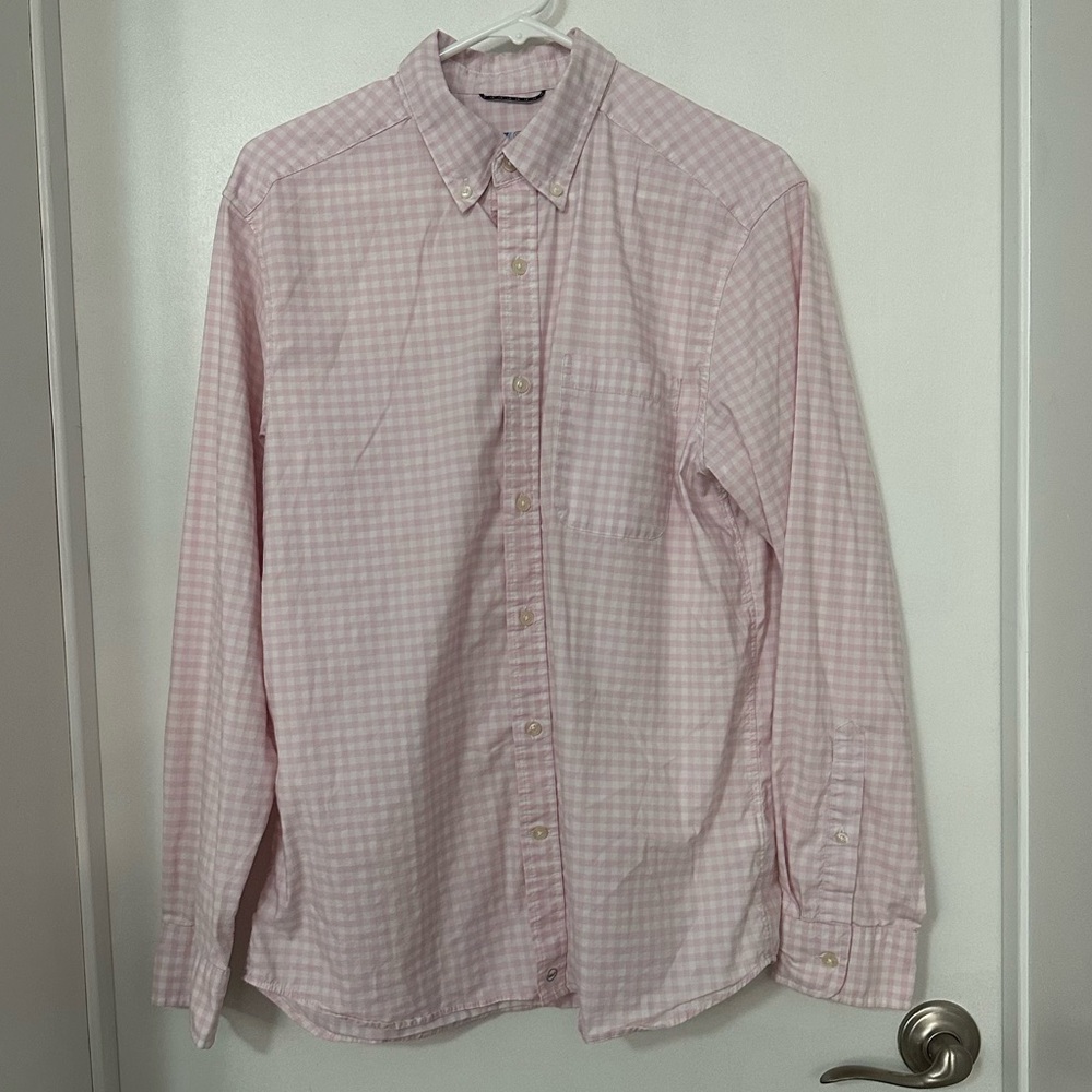 Vineyard Vines On The Go Performance Light Pink Checkered Shirt
